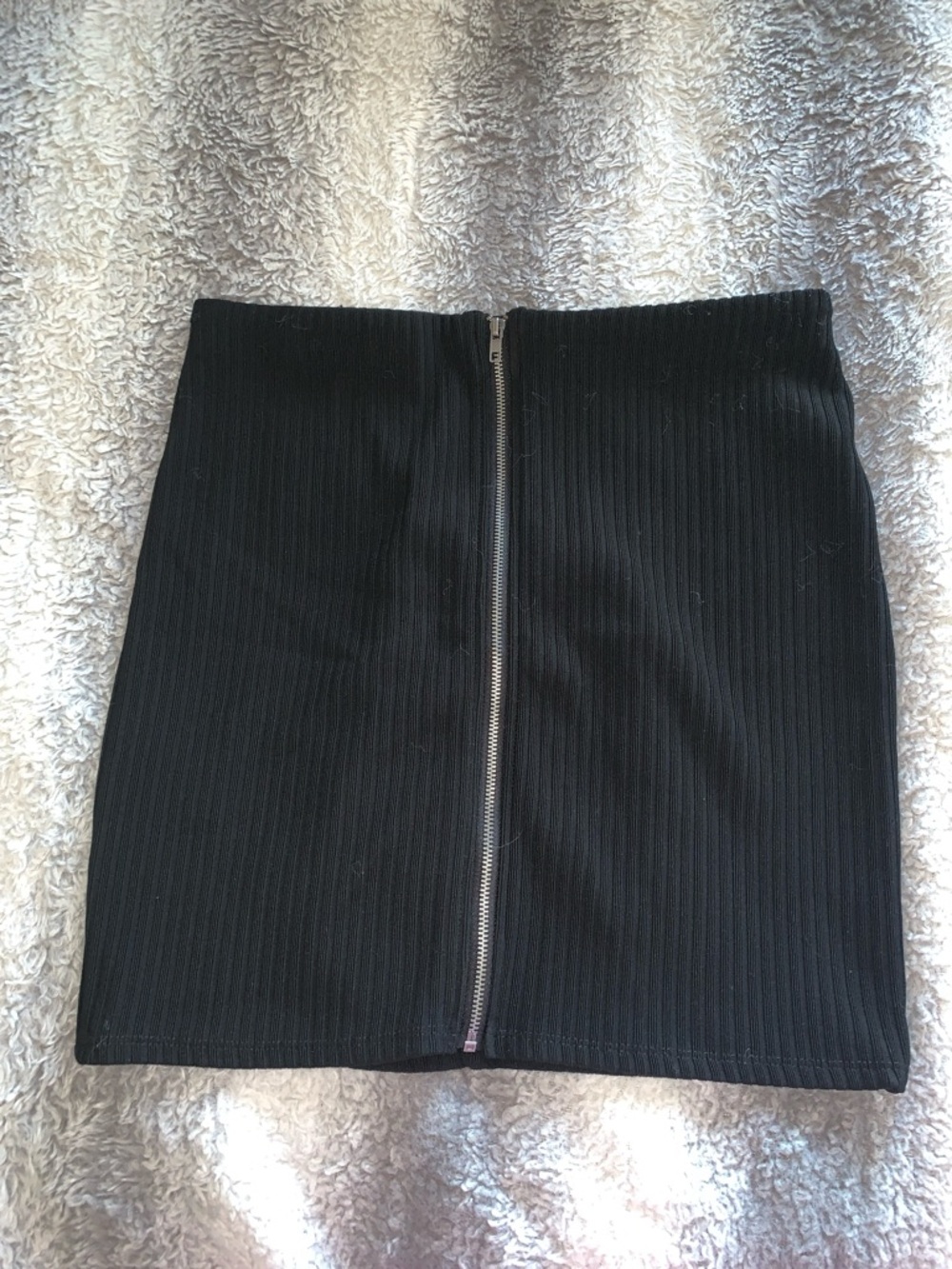 4/$30 Black Ribbed Mini Skirt with Front Zip